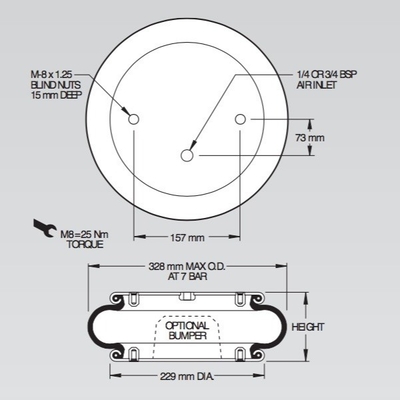 molle pneumatiche industriali del diametro W01-M58-6372 di 328mm per il dispositivo d'allineamento di auto